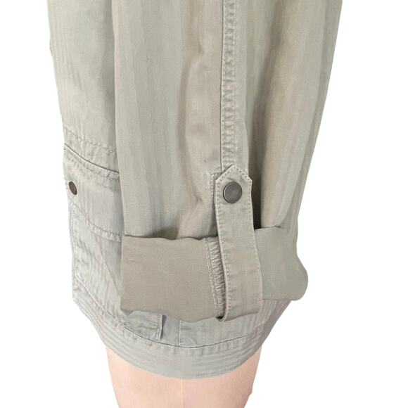 Ann Taylor Loft Lt Olive Green Utility Jacket MED Moto Casual Fall Grunge Cargo - Picture 6 of 9
